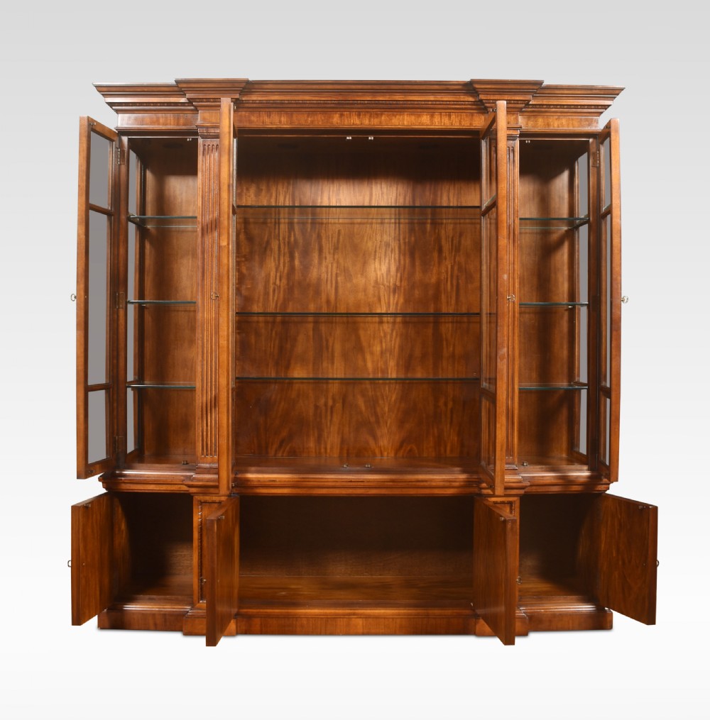 Georgian style walnut breakfront display cabinet View V