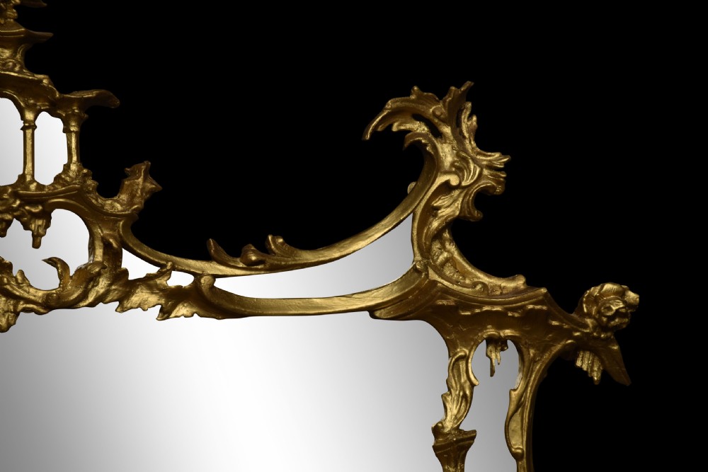 18th century Chinese Chippendale gilt wood wall Mirror View IV