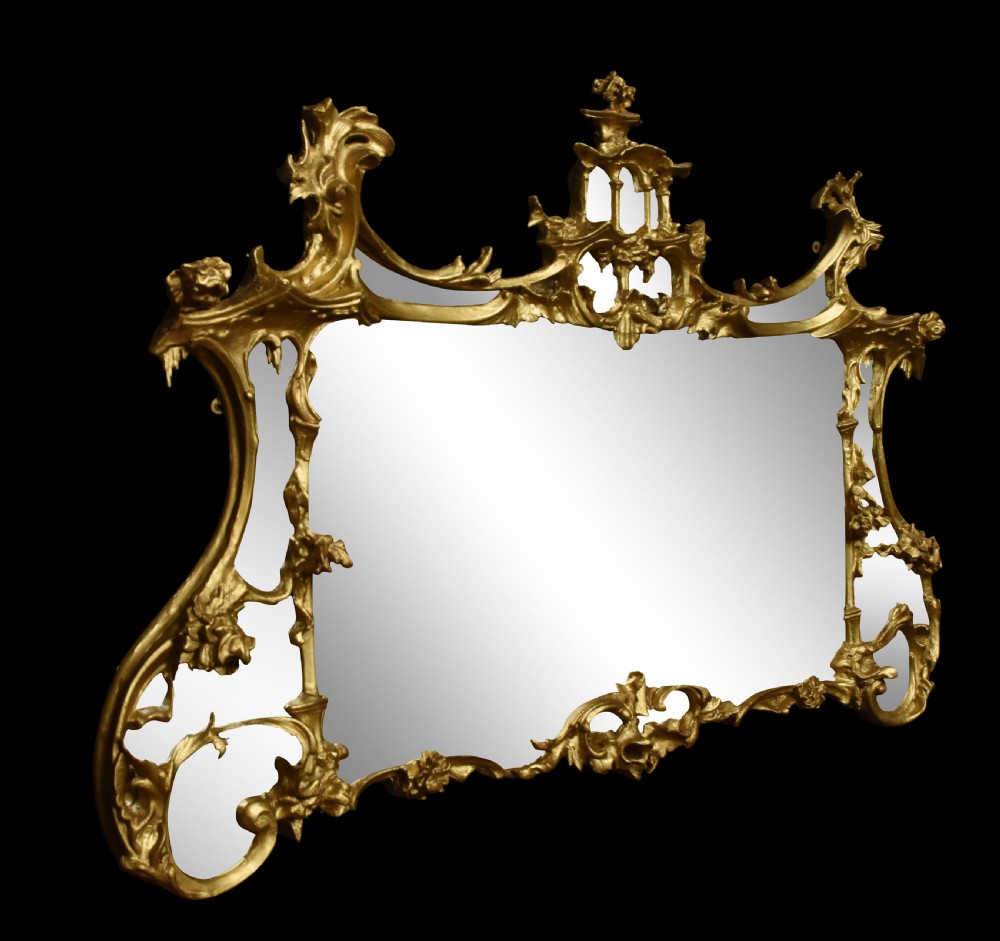 18th century Chinese Chippendale gilt wood wall Mirror View VII