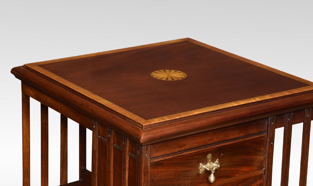Mahogany inlaid revolving bookcase View II