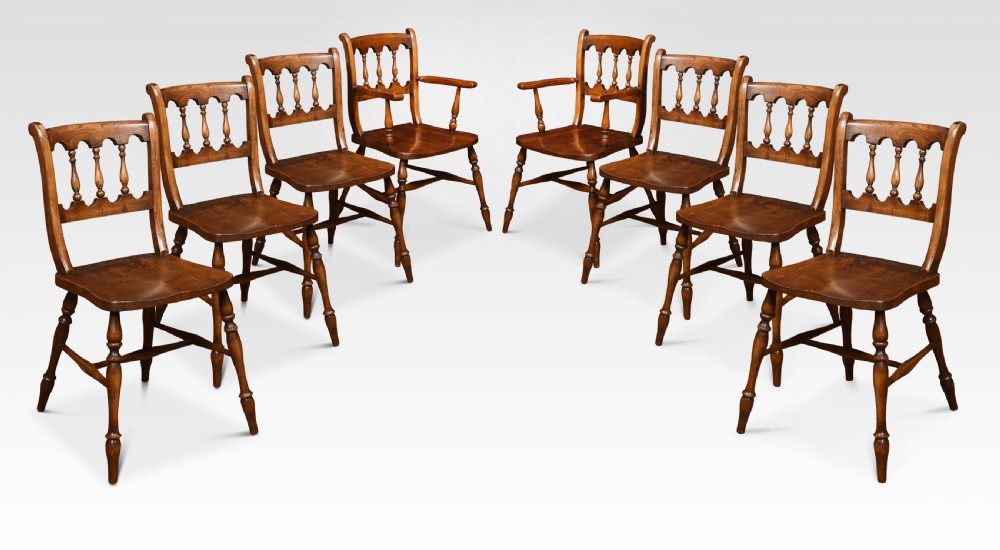 Set of eight elm kitchen chairs