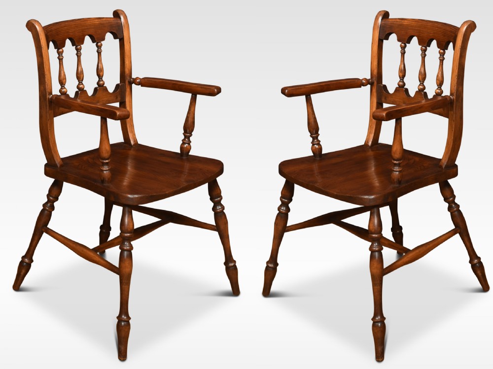 Set of eight elm kitchen chairs View II