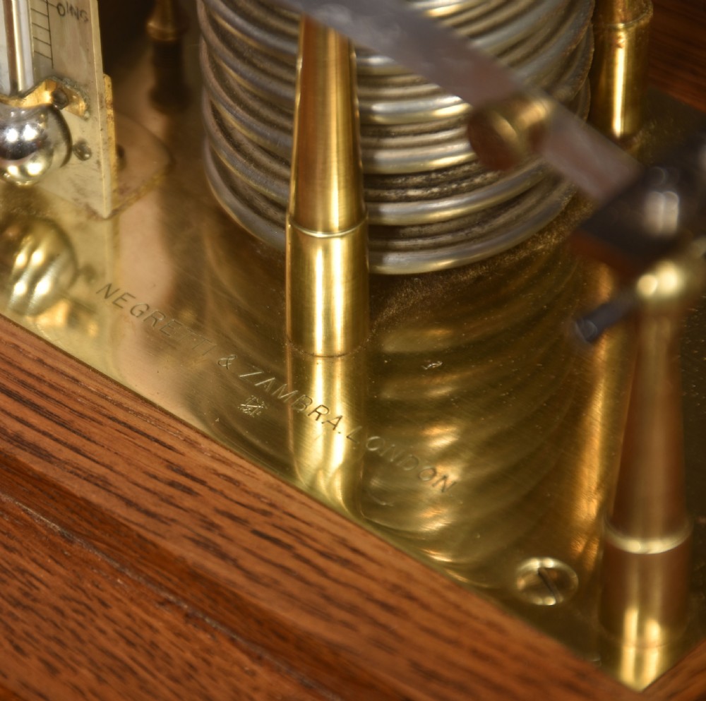 Oak cased barograph by Negretti & Zambra, London View VI