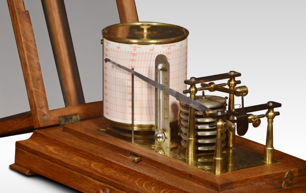 Oak cased barograph by Negretti & Zambra, London View VII