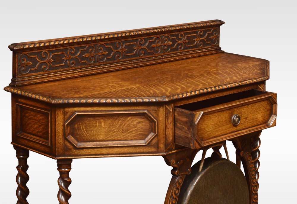 Carved oak hall table View V