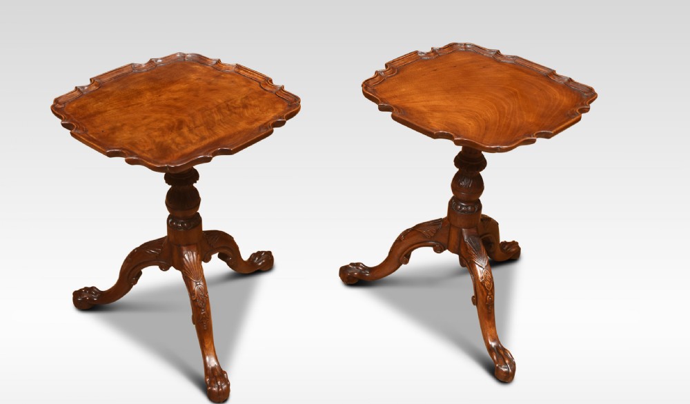Pair of mahogany tripod tables View V