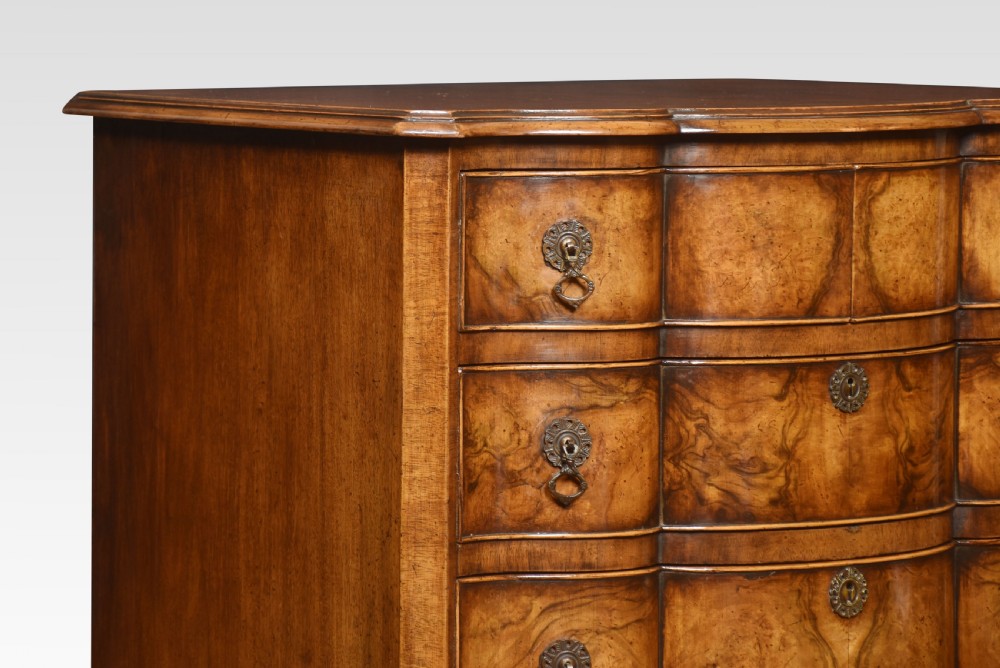 Georgian style figured walnut tall chest of drawers View IV
