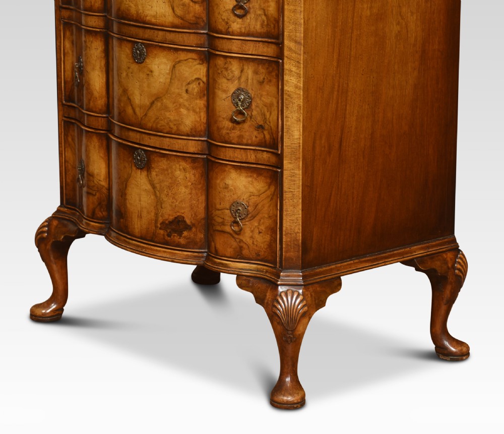 Georgian style figured walnut tall chest of drawers View VIII
