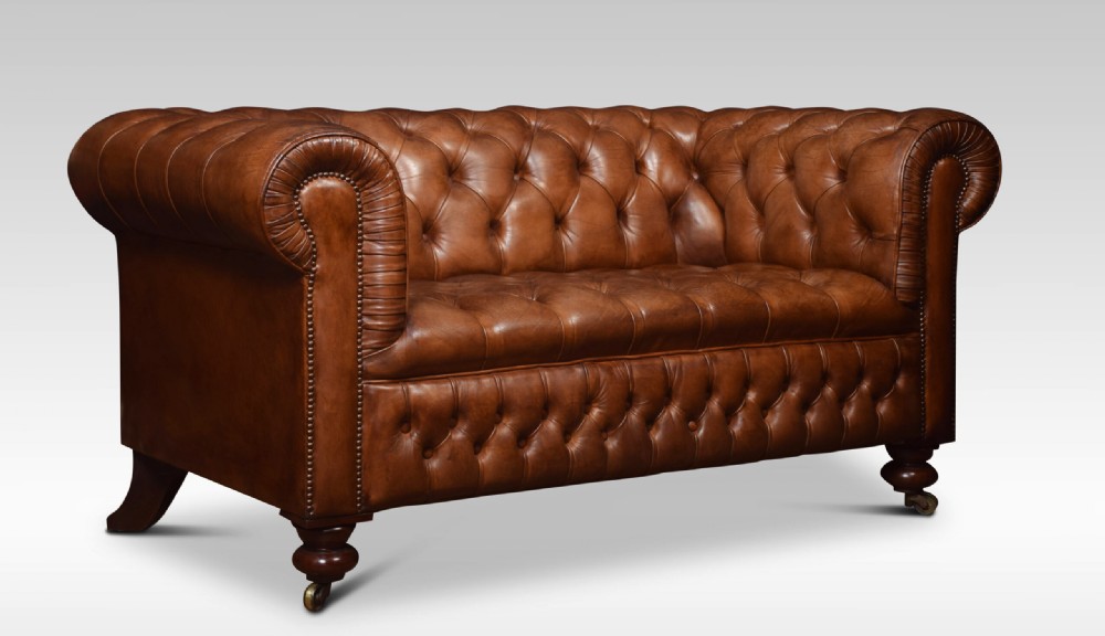 Brown leather chesterfield View II