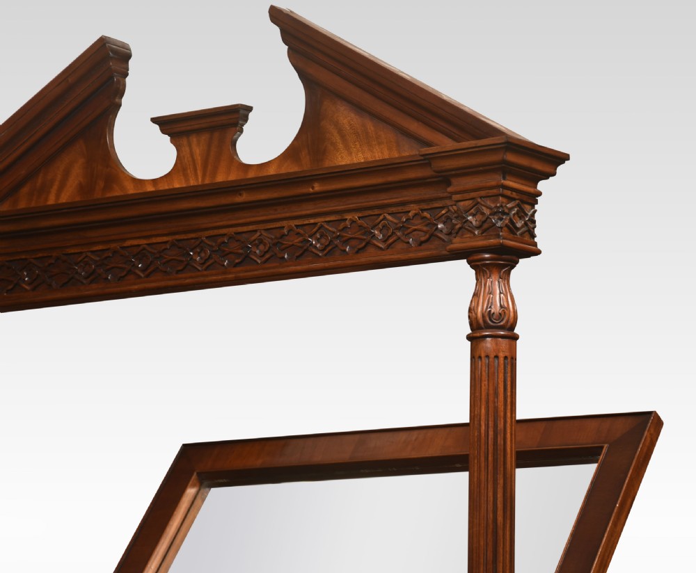 Large Chippendale revival mahogany cheval mirror View III