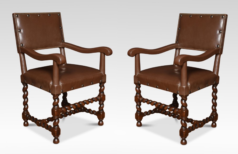 Eight Leather Upholstered Oak Dining Chairs View III