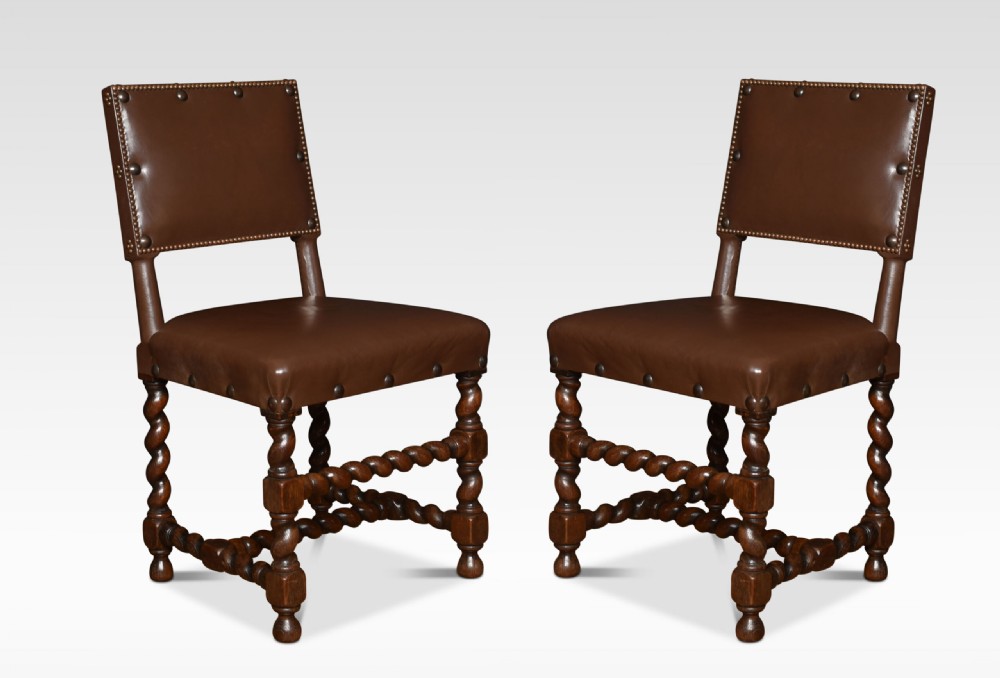Eight Leather Upholstered Oak Dining Chairs View IV