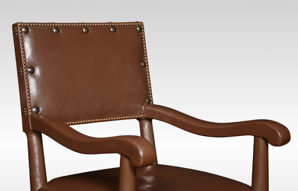 Eight Leather Upholstered Oak Dining Chairs View VIII