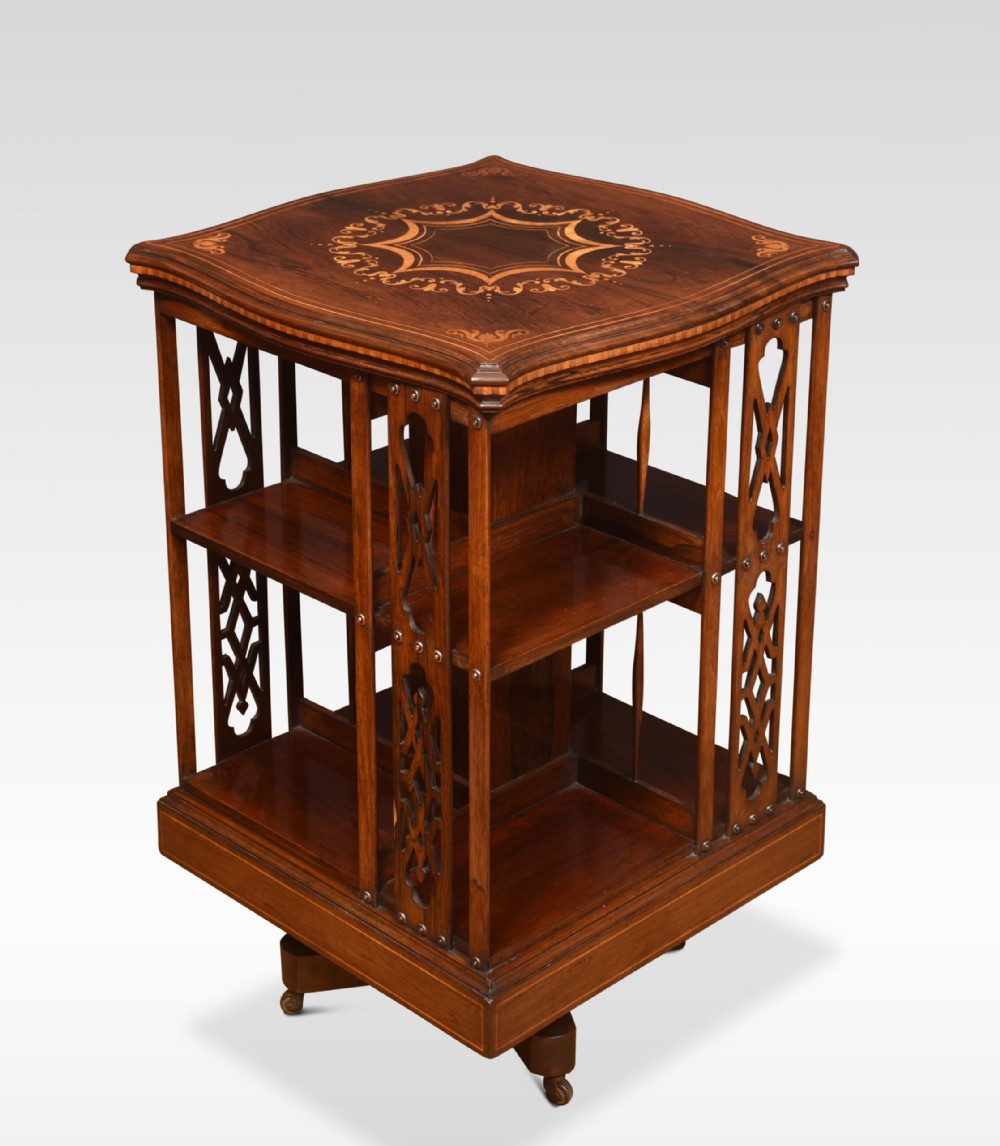 Rosewood Inlaid Revolving Bookcase