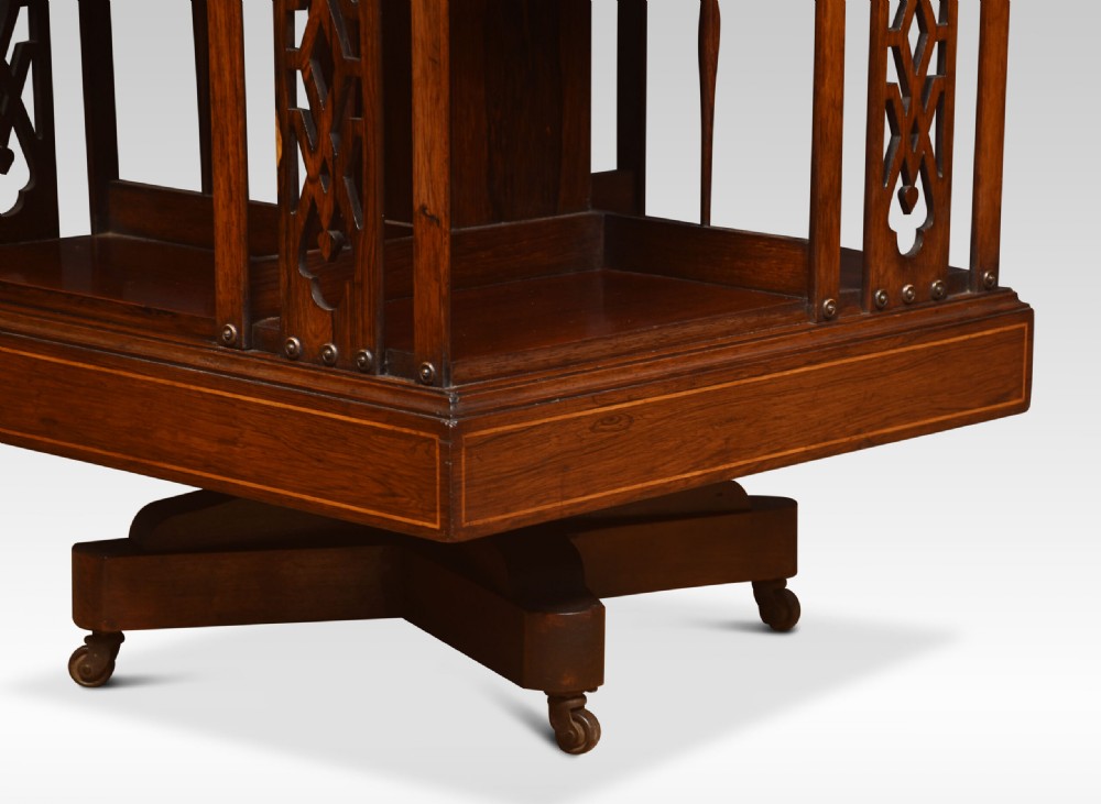 Rosewood Inlaid Revolving Bookcase View III