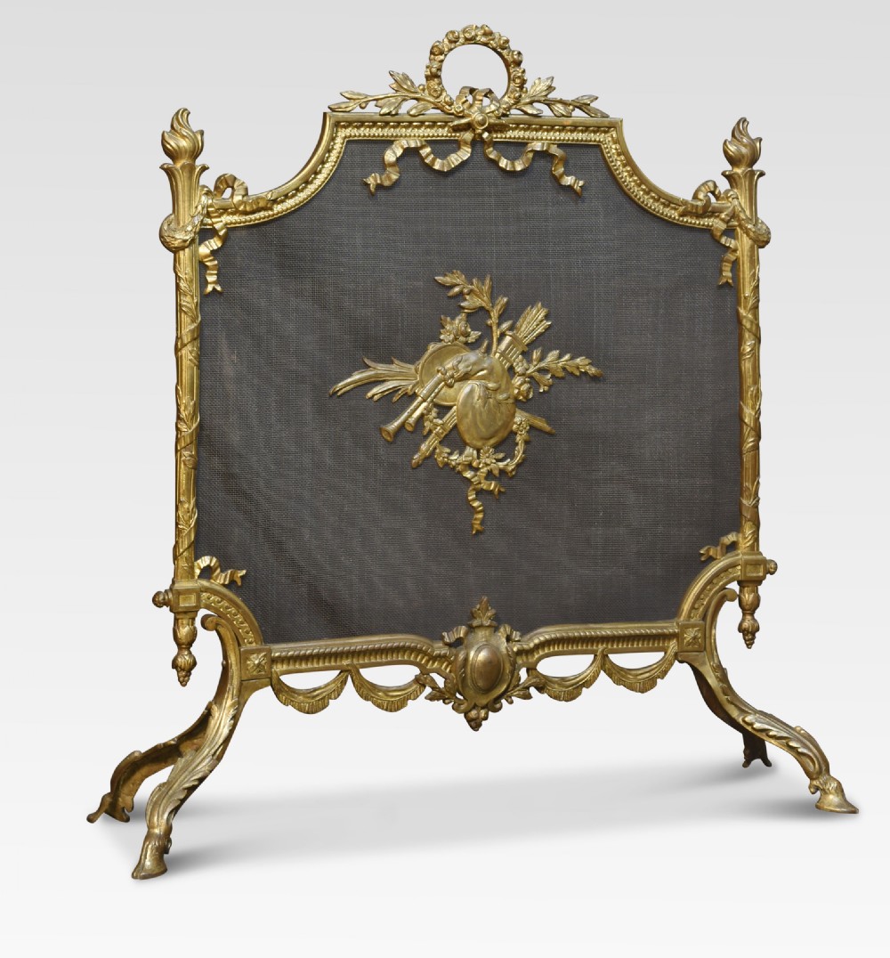 Brass and mesh French fire screen