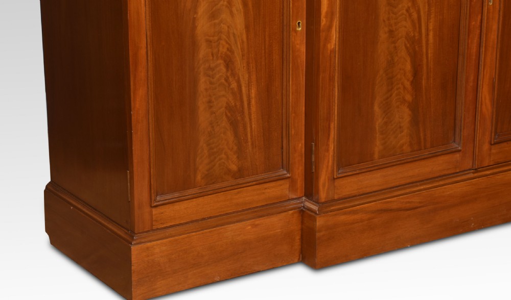 Mahogany breakfront library bookcase View III