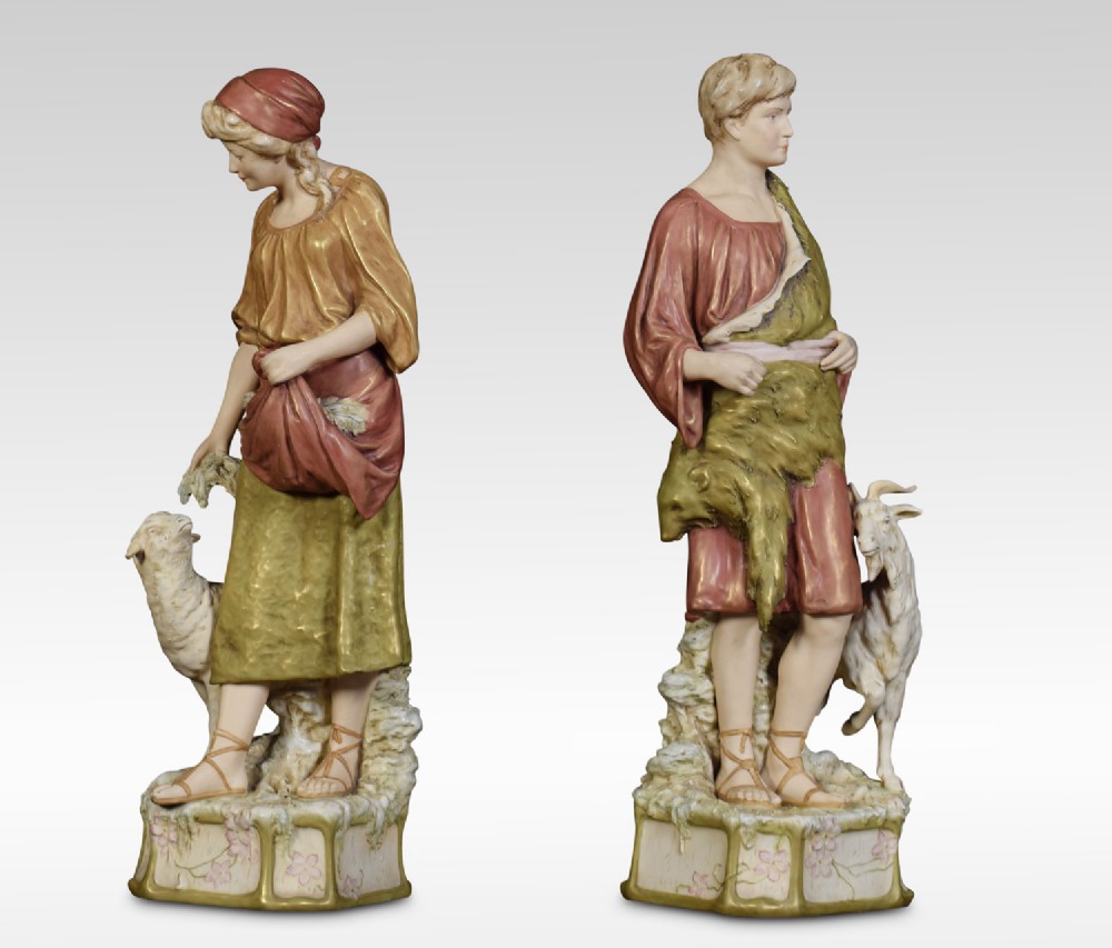 Pair Of Royal Dux Porcelain Figures