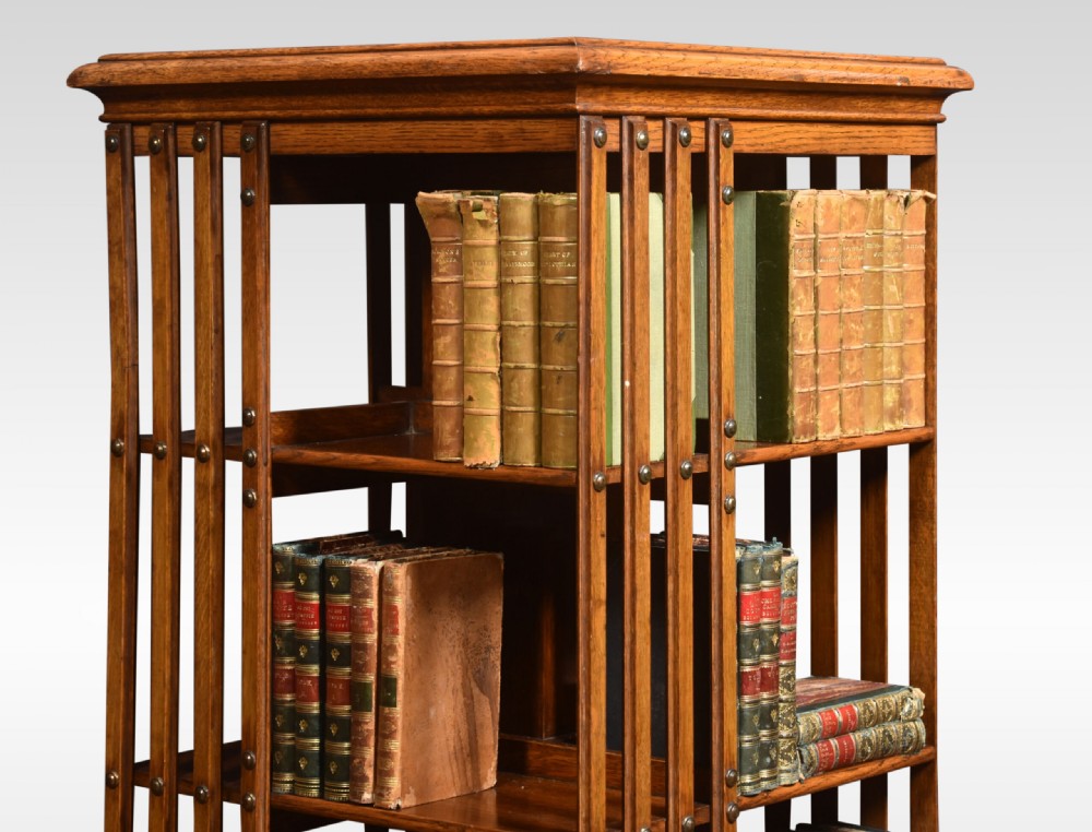 Large Oak Revolving Bookcase View II