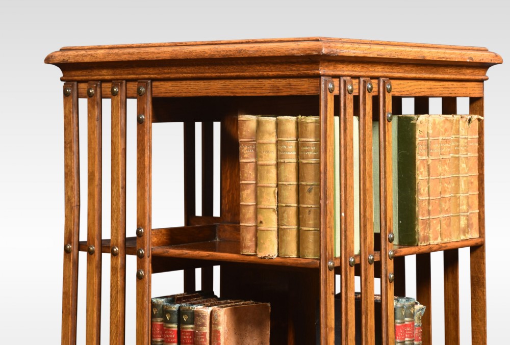 Large Oak Revolving Bookcase View V