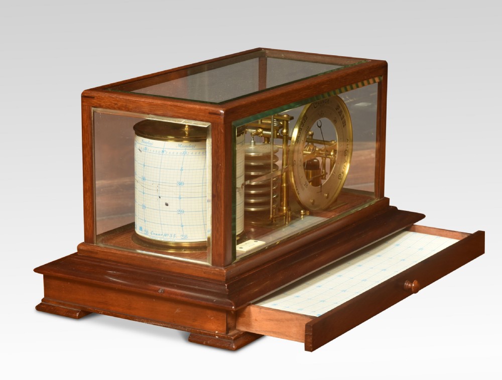 Walnut cased barograph and barometer View II