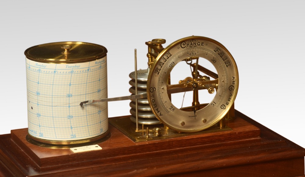 Walnut cased barograph and barometer View IV