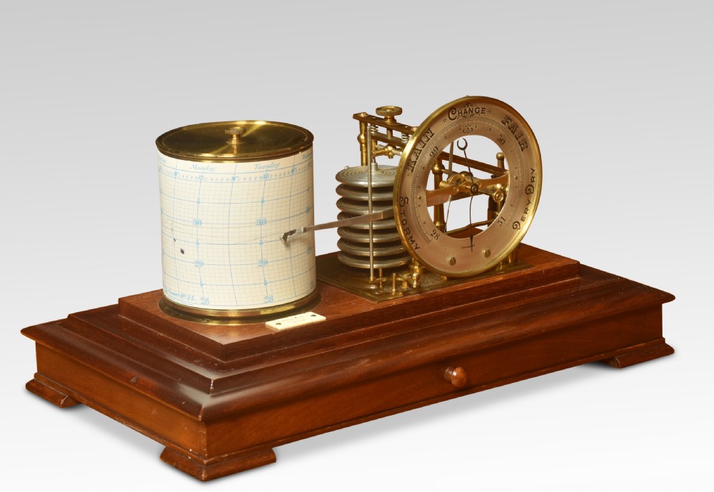 Walnut cased barograph and barometer View V