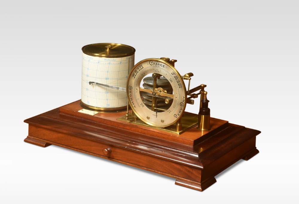 Walnut cased barograph and barometer View VII
