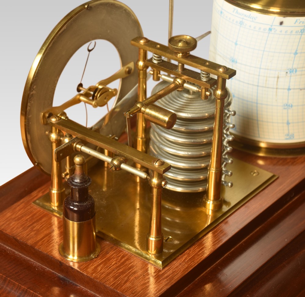 Walnut cased barograph and barometer View VIII