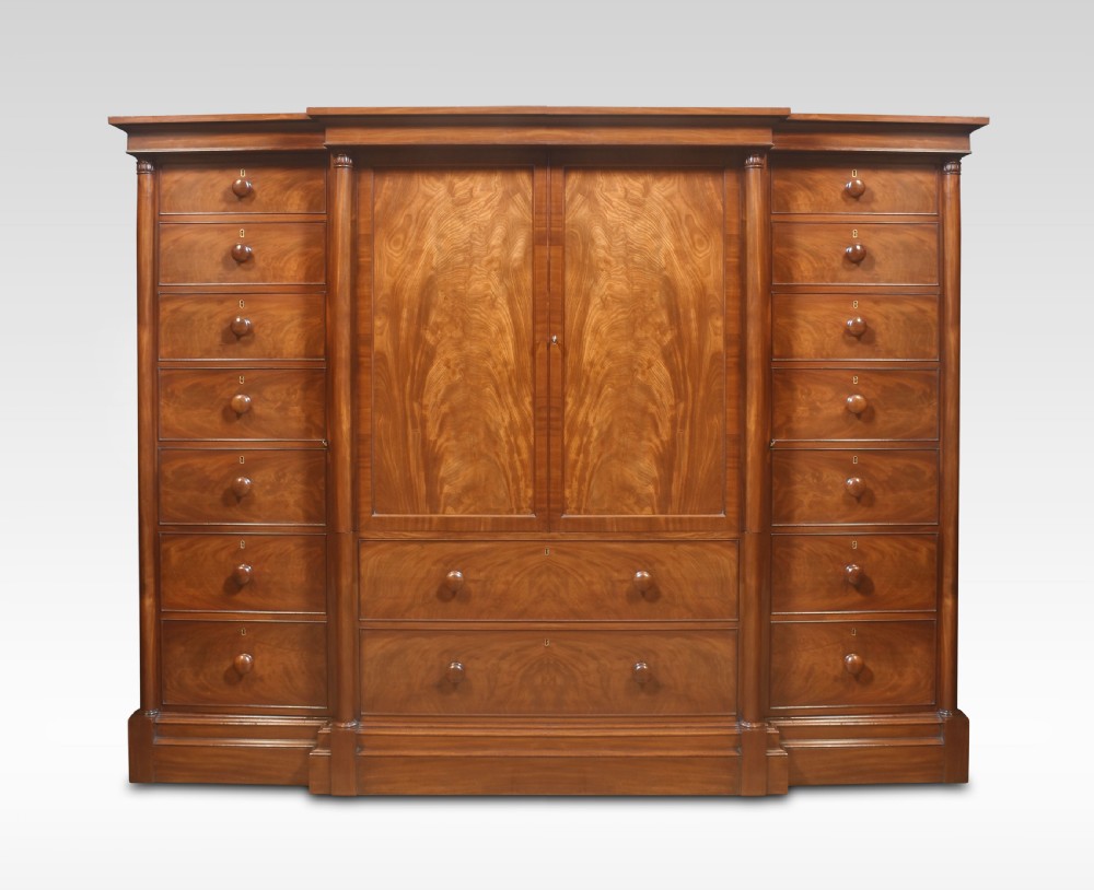 19th century mahogany breakfront wardrobe
