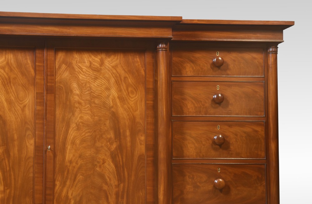 19th century mahogany breakfront wardrobe View II