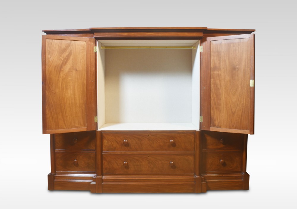 19th century mahogany breakfront wardrobe View III