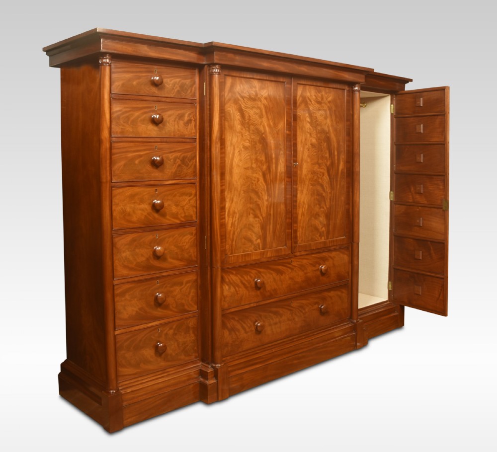 19th century mahogany breakfront wardrobe View X