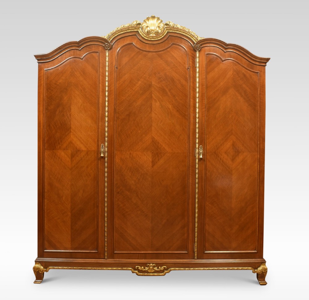 Walnut three-door compactum wardrobe