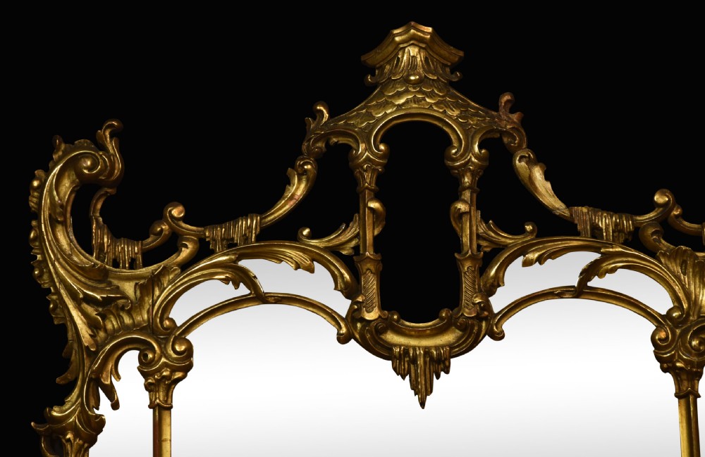 Substantial Chinese Chippendale style gilt wall mirror View III
