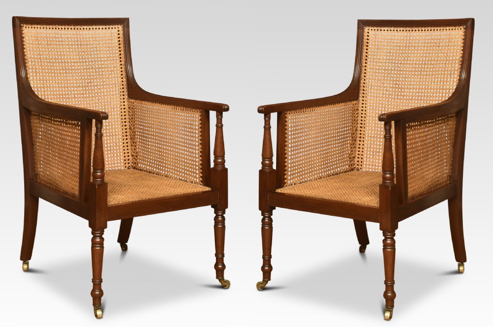 Pair of mahogany bergere armchair View VI