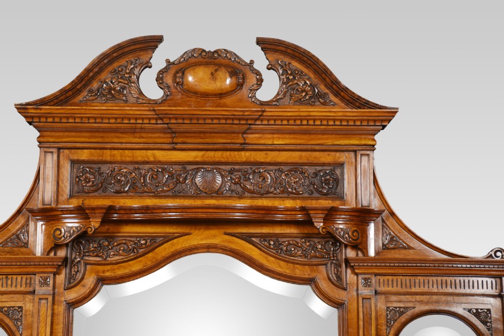 Carved Pollard Oak Overmantel Mirror View II