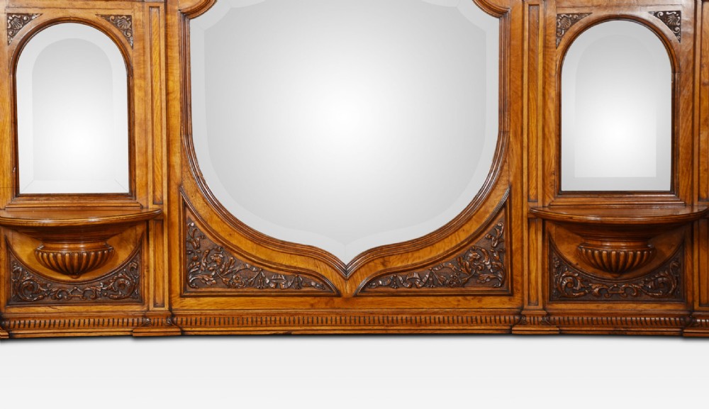 Carved Pollard Oak Overmantel Mirror View III