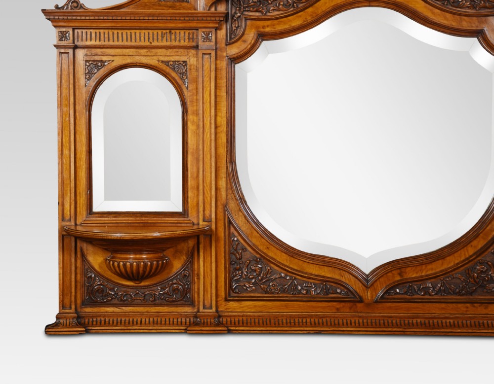 Carved Pollard Oak Overmantel Mirror View IV