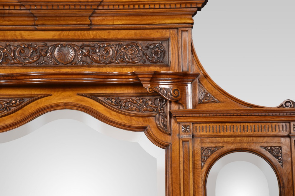 Carved Pollard Oak Overmantel Mirror View VI
