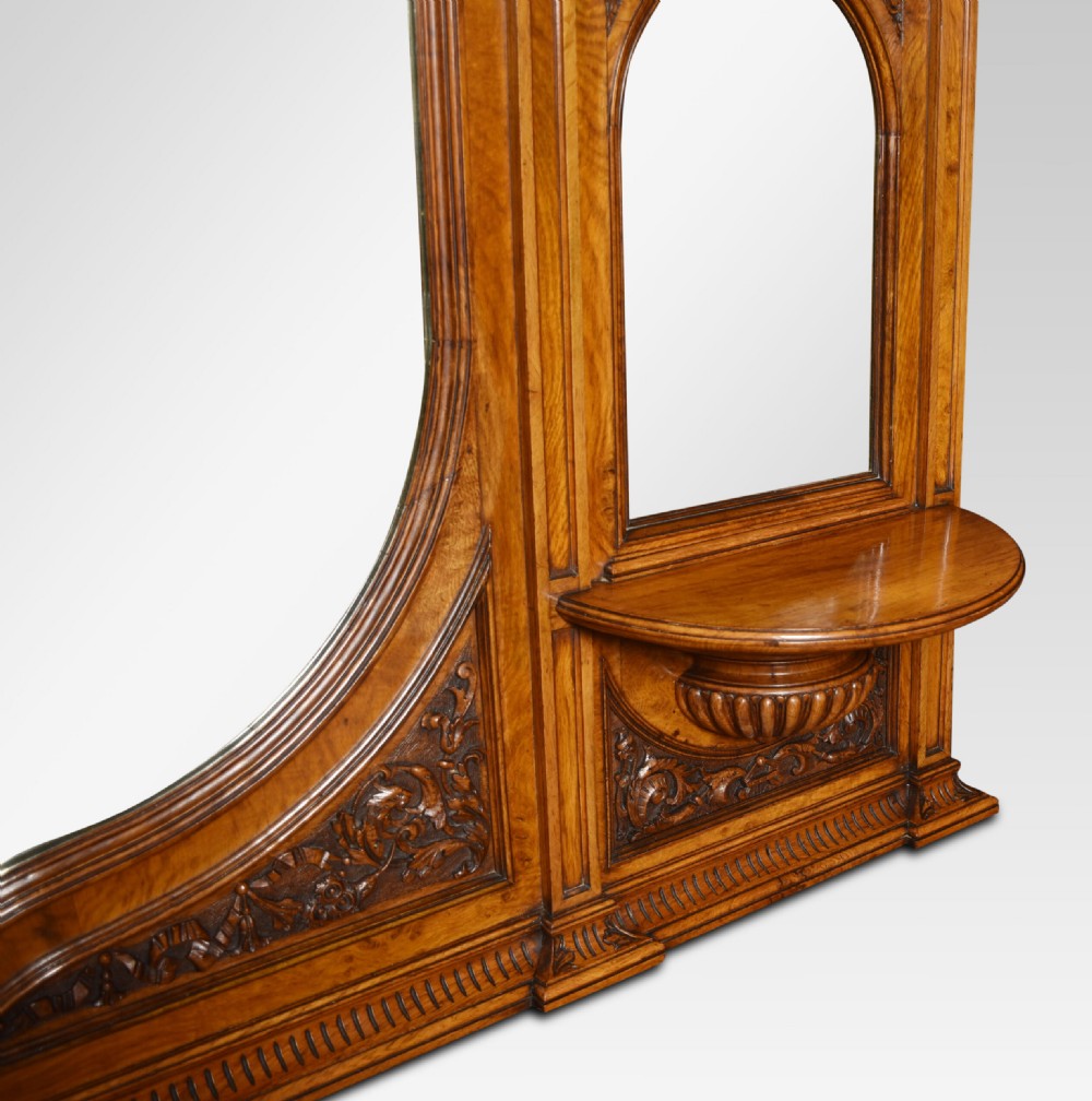 Carved Pollard Oak Overmantel Mirror View VIII