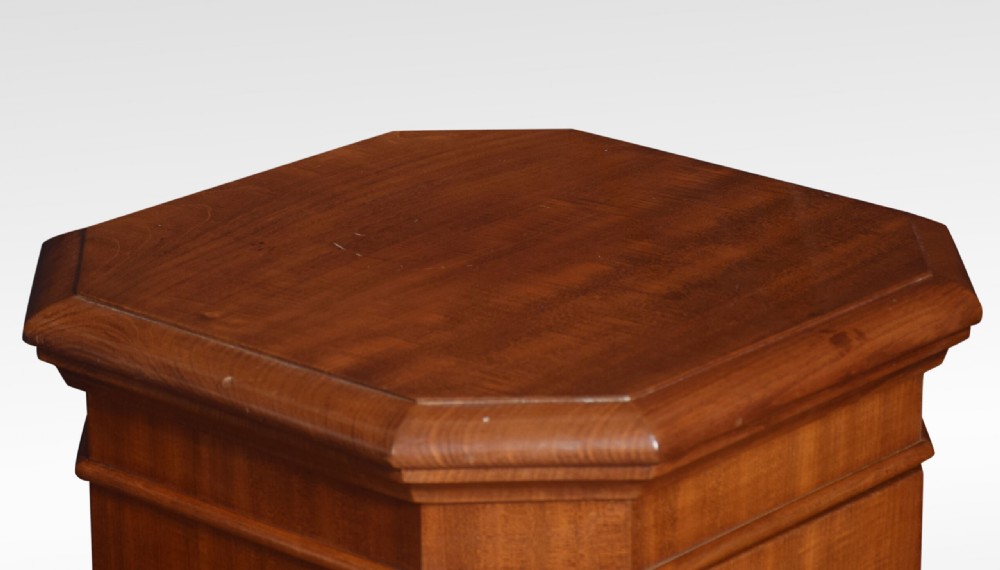 Mahogany hexagonal pedestal cabinet View V