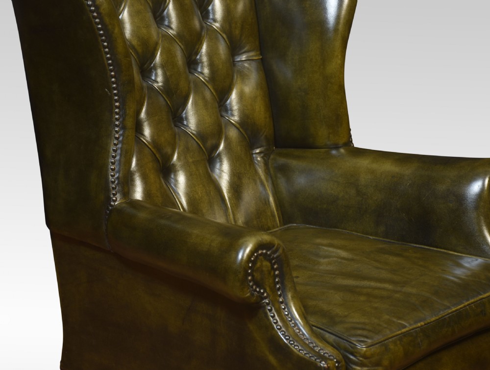 Mahogany framed wing armchair View V