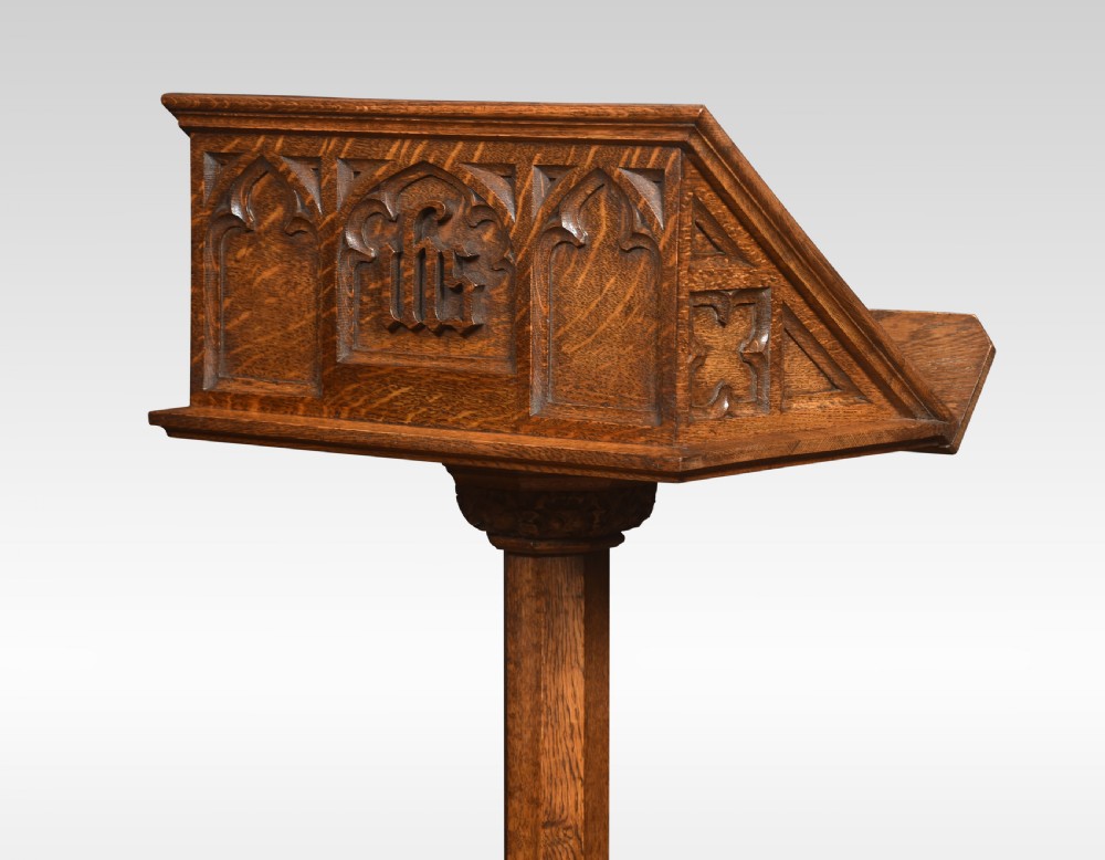 Gothic revival carved oak Lectern View IV