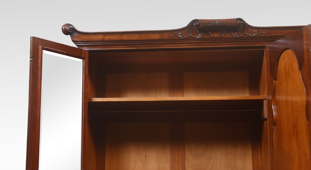 Mahogany three door wardrobe View V