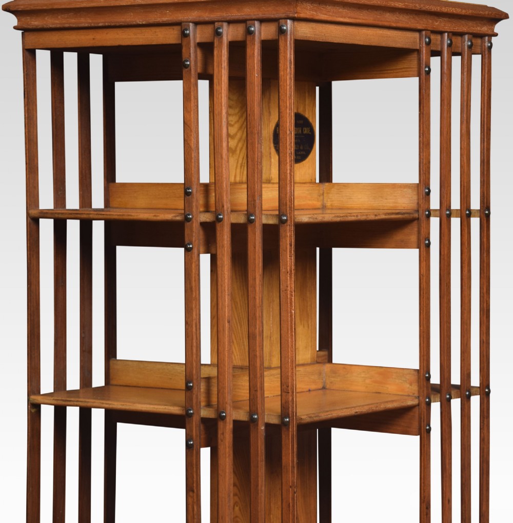 Large Oak Revolving Bookcase View II