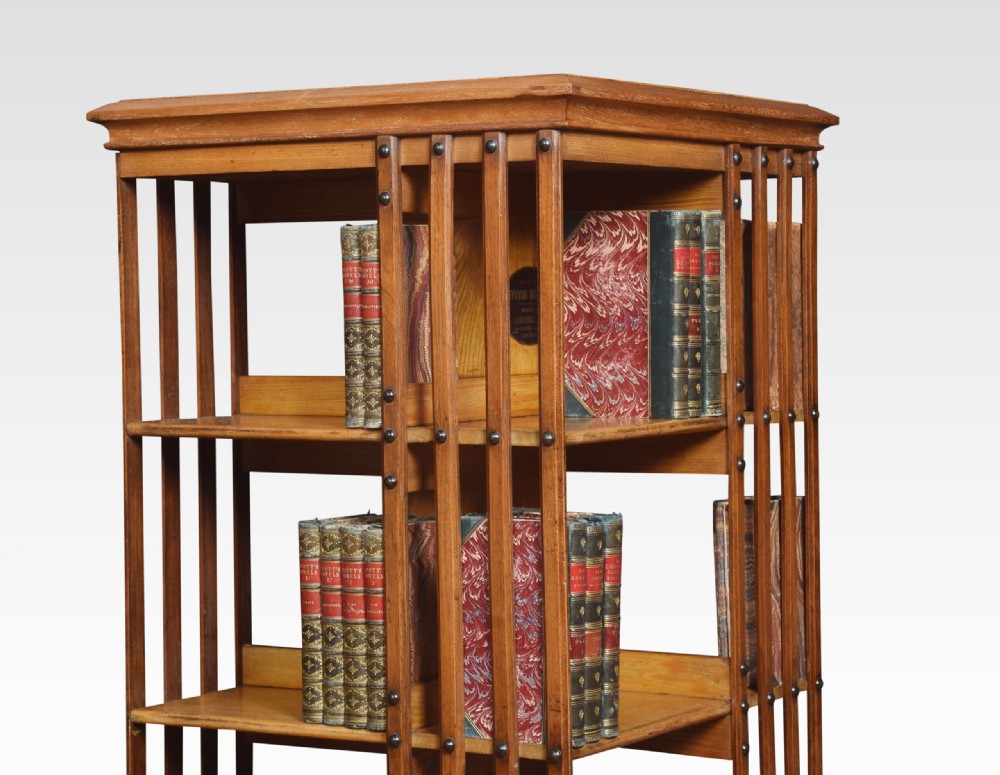 Large Oak Revolving Bookcase View III