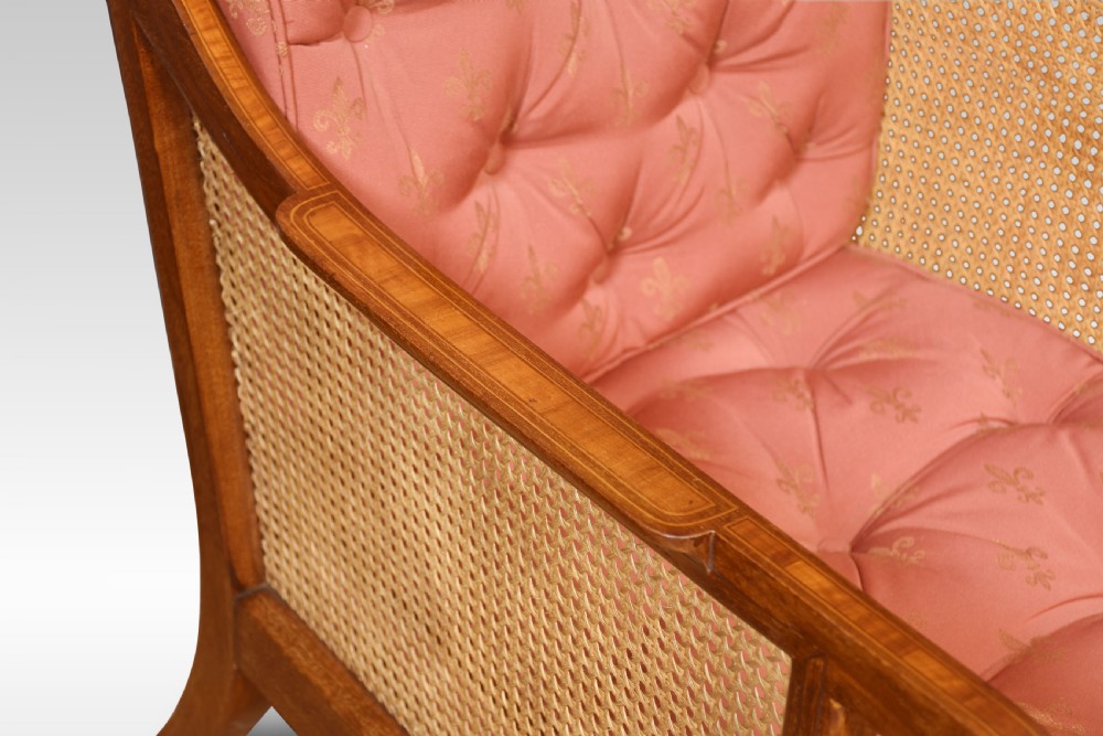 Mahogany and satinwood inlaid bergere armchair View II