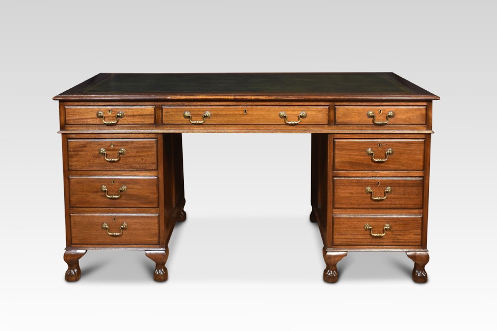 Mahogany pedestal desk View II