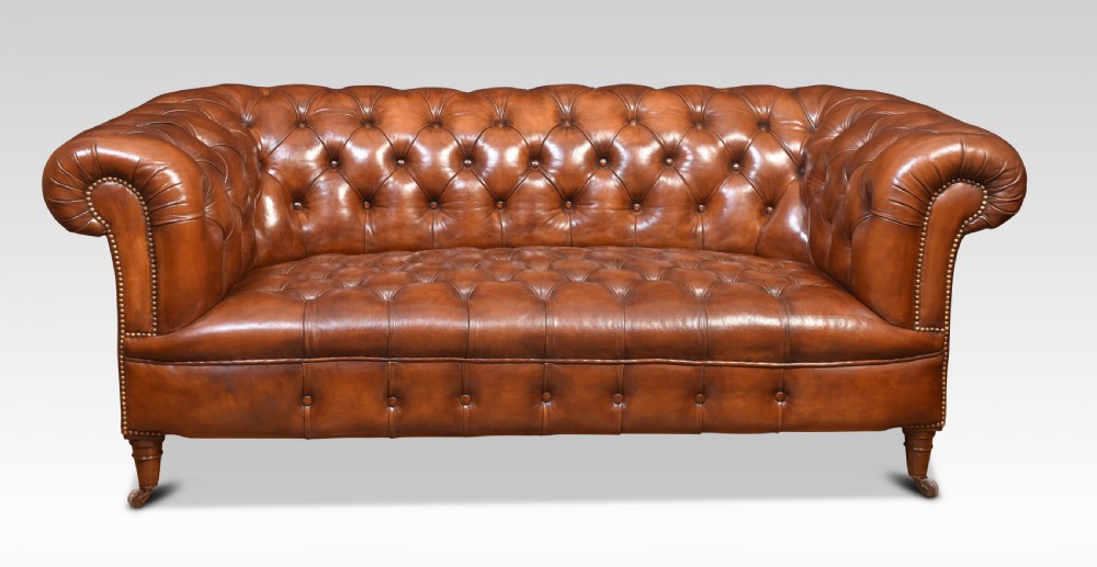 Leather deep buttoned chesterfield